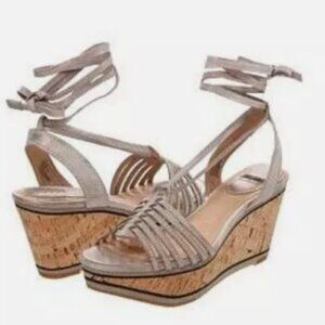 VGC Frye Leather Carlie Strappy Platform Wedge Sandals Size 6